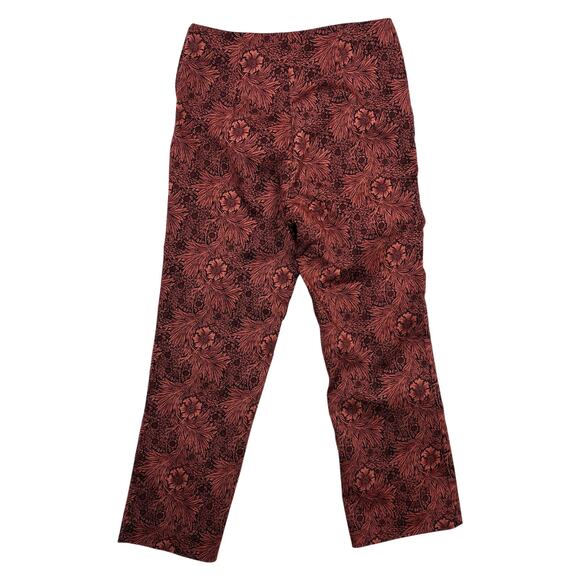 Morris & Co. H&M Pink & Red Floral Cropped Trousers Botanical Print Pants Size 6 - Picture 6 of 9